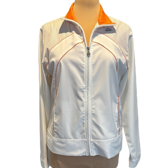 Nike white orange zip front lightweight jacket Large - Picture 1 of 11